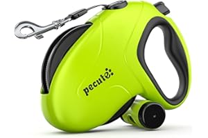 Pecute Laisse Chien Enrouleur, Laisses Rétractables pour Chien, avec Un Boutton S'arrêter Bloquer, Ruban en Nylon avec Coutures Réfléchissantes, pour Petit (10m | 50 kg Max, Vert)