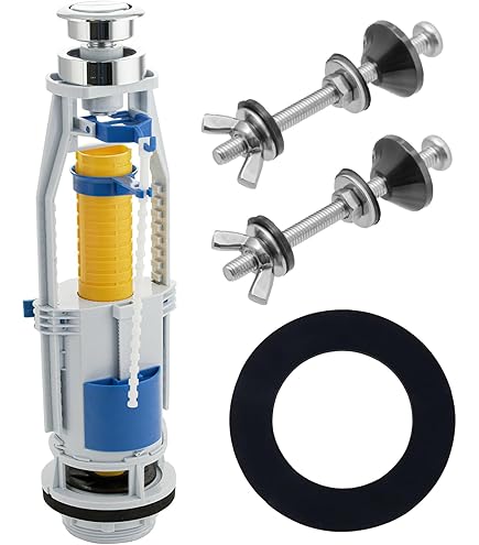 R&T R610111+AA6110 Joint Universel De Réservoir De Toilette à Cuvette Avec 2 Boulons En Laiton Kit De Quincaillerie S'adapte à La Plupart Des Valves De Chasse D'eau De 5,1 Cm Pièces De