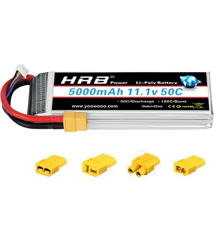 2 Baterías LiPo De 11,1 V 7200 MAh 80C Con Conector EC5 – Para Coches RC 1/8 Y 1/10, Compatibles Con Losi, HPI Y Tamiya