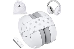 Lictin 2 in 1 Cuffie Neonato Antirumore -25dB,Protettori acustici per neonati, archetto regolabile, antiscivolo e antistress, protezione acustica ideale per neonati fino a 48 mesi