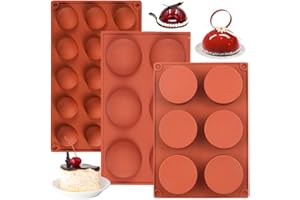 maxin Stampo in silicone semicircolare a 6 fori, semicircolare, 15 fori e 6 fori,3 confezioni di stampi in silicone, usati per fare cioccolato, torta, gelatina, budino, biscotti, pane, mousse a cupola