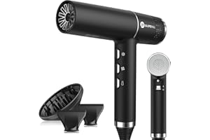 Slopehill Brushless Asciugacapelli Professionale | Diagnosi intelligente dei guasti | Phon per Capelli Ionico | Microfiltro Innovativo | Tecnologia Oxy Active | Display a LED | 2000W (Nero)