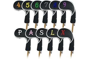 Craftsman Golf Juego de fundas para cabeza de hierro negro con colorido No. Para Taylormade Cobra, etc. Adecuado para golfistas diestros e zurdos
