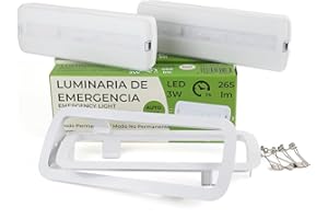 Alpinaluz Pack de 2 Luces de Emergencia LED 3W Autotest con Batería de Litio, Modos Permanente y No Permanente, Montaje Empotrado o Superficie, 265 lm, 6500K, 3 Horas de Autonomía pare Techo o Pared
