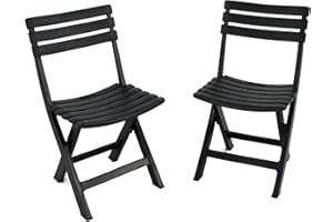 TRABELLA Brescia Folding Garden Chair, Polypropylene, Anthracite, 77cm