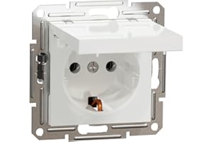 Schneider Electric Asfora EPH3170121D gniazdko Schuko 16 A, pokrywa z klapką, gniazdko ze stykiem ochronnym, podtynkowe, zaciski śrubowe, białe