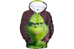 HUASON Navidad Grinch Sudadera con Capucha 3D Colorido Hoodie Hombre Mujer Pullover Fiesta Celebración Sudadera