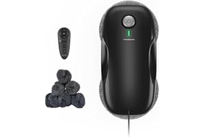 Tosima W2 Robot Nettoyeur de Vitres,3800 Pa Laveur Automatique avec Télécommande, Navigation Intelligente et Détection Intelligente des Bords, pour l'extérieur et l'intérieur,avec 12 Chiffons