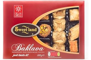 Sweet Land Regular Baklava Selection - 500g Pack | Handmade Traditional Lebanese Baklava| Ramadan, Mother's Day, Easter, & Eid | Mixed Selection Tray with Pistachio, Almond & Cashew Nuts | Gift Box