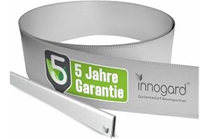 innogard 6010-001 – Rasenkantenband – aus Alu-Zink – Höhe 25 cm, dünn und stabil – Beet-Begrenzung mit 10 m Länge
