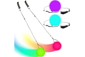 ZeYou LED POI, 2 PCS LED POI Spinning Balls,9 Vibrant Color Light Modes and Patterns,LED Fire Poi for Beginners and Professionals,Glow in the Dark, for Dancing, Beach, Camping, Lights Show, Rave,70 cm