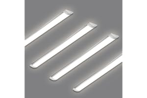 HUMIGA 4FT LED Batten Light, 40W Low Profile Wall Ceiling Surface Mounted Fitting, IP20 Slim Wide Tube Lighting for Office/Home/Shop/Workshop/Warehouse, Neutral White 4000K,4 Pack
