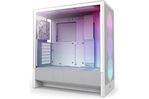 NZXT H5 Flow RGB - Case per PC da gaming mid-tower ATX compatto - Flusso d'aria elevato - Ventola F360 RGB Core (CV) inclusa - Supporto per radiatori da 360 mm (anteriore) - Bianco