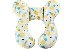 KAKIBLIN - Cuscino da viaggio per bambini, supporto per la testa del bambino, supporto per la testa del bambino per seggiolino auto, passeggino (ananas)