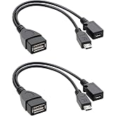 2 Piezas Adaptador Micro USB a USB, Cable OTG Adaptador 2 en 1 con Cable de Alimentación y Datos para Fire TV Stick PlayStati