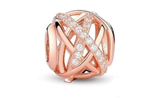 YIRONG JEWELRY Breloque en argent sterling 925 et oxyde de zirconium transparent en forme de galaxie pour bracelet à breloques Pandora Or rose