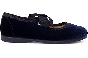 Pisamonas Scarpe Cinturino in Velluto con Fiocco di Faglia per Bambine