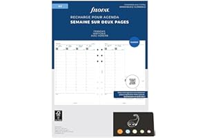 Blumie Shop Lot Filo Recharge Civile 2026 Verticale A5 Français 1 Semaine Sur 2 Pages Compatible Avec Filofax + Index Adhésif (A5 Civil)