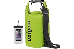 Unigear Sacs Imperméables/Sacs Etanches/Dry Bag (2L/5L/10L/20L/30L/40L) pour Activités de Plein Air et Sports Aquatiques Camping Nautique Kayak Pêche avec Une Pochette étanche de Téléphone
