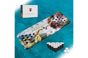 RedCupShop® XXL Pool Pong Luftmatratze | Beer Pong Set mit 25 Bechern & 3 Bällen | 175x75 cm Schwimmende Luftmatratze für Pool & Strand | Sommer Partyspiel & Geschenkidee