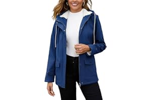 CHIGUOMAOYI Mujeres Chaquetas impermeables al aire libre Softshell Chaqueta con capucha Windbreak Impermeable para el otoño invierno