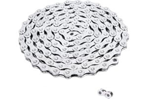 Fongmore Catena di ricambio per bici da strada a 9 velocità, per bici da strada, catena X9, 27 velocità, per mountain bike BMX, 116 maglie, argento