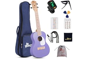 Winzz Kids Concert Ukulele Beginners Set for Adults, Childs Ukulele Starter Kit with 9 Accessories, 23 Inches Gifts, Purple Colour