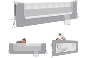 LZQ Barrera plegable para cama infantil, protección contra caídas, protección contra caídas, barrera de protección para cama infantil (gris claro, 180 cm)