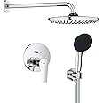 GROHE Start Edge - Concealed Shower System with 1 Lever Mixer and 2-Way Diverter (Shower Arm, 25 cm Head Shower, 11 cm Hand Shower 2 Sprays, Outlet Elbow 1/2" with Holder, Hose 1.5m), Chrome, 25293000