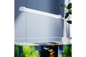 Nobleza - Luz LED Acuario, Impermeable Lámpara Acuario Delgada, Blanco LED Acuario Plantado con Potente Clip (6W 23CM, Blanco)