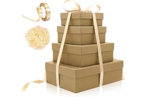 SEKEPINGO Caja para Regalo 4 Tamaños Diferentes Entre sí Grandes y Pequeños Cajas de Regalo con Tapa Carton para Cumpleaños, Baby Shower y Bodas, 13 a 28 cm