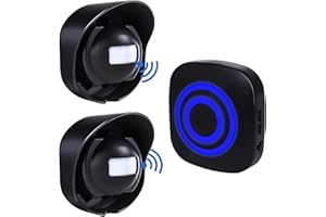 HommyFine Motion Sensor Alarm Detector, Wireless Visitor Door Entry Chime Alart with PIR Motion Sensor Detector and Plug-in Receiver for Business Home Office or Shop