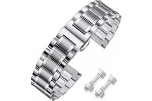 HEYOZURY Correas de Reloj Meta de Acero Inoxidable para Relojes con Extremo Recto y Curvo 16mm 18mm 19mm 20mm 22mm 24mm Pulseras de Banda de Repuesto de Metal para Hombres Mujeres