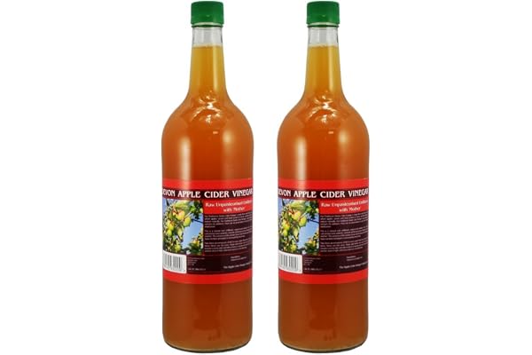 Äppelcider vinäger tonic med 'Mother' – 1 000 ml naturlig rå ofiltrerad glasflaska – 2-pack