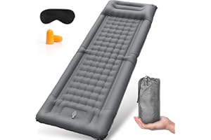 AMYZAVLS Podróżna Samopompująca się karimata kempingowa, 11 cm Pogrubiony, składany materac dmuchany do użytku na zewnątrz, z prasą nożną ultralekka,trwała wodoodporna z poduszką pod głowę, do wędrówek, namiotów