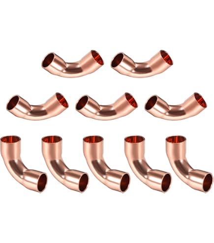 Produktbild von 5 Stück 90° Kupferbogen Ellenbogen – Kupferrohr Verbinder 9,7mm Für Klima, Kühlung & Wasserleitungen