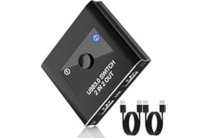 AUKOKIOULA USB Switch, USB 3.0 Switcher 2 in 2 Out, KVM Switch Selector, USB Switcher 2 Computers Sharing 2 Devices for Printer, Keyboard, Scanner, Mouse, Compatible with Mac/Win/Linux