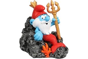 Aqua Della, Figur Schlümpfe unter Wasser, Neptun, 9,4 x 6,8 x 8,5 cm, sehr detailliert und aus Polyesterharz, ungiftig und pH-neutral, für Süß- und Meerwasseraquarien