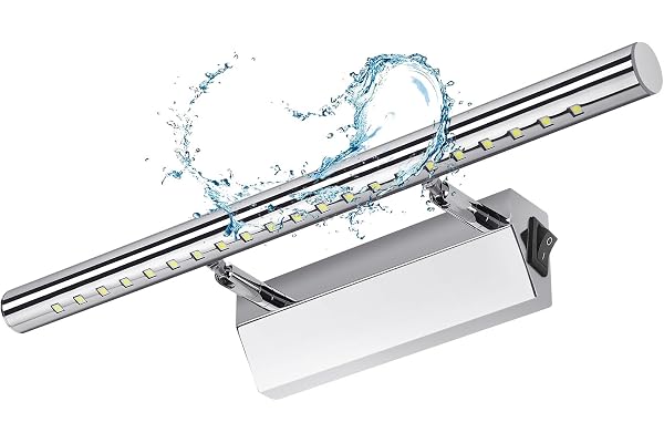 Lightess applique salle de bain avec interrupteur LED 5W 40cm Lampe Salle de Bain Murale Lumière Tableau Étanche IP44 Réglable 180° Éclairage Décoration Meuble Toilette Maquillage