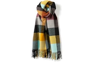 Villand Women's Wool Scarf - Winter Warm Checked Scarves for Women, Large Soft Thick Shawls and Wraps with Gift Box