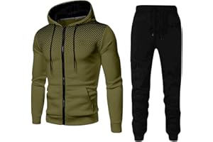 MJGkhiy Tuta Uomo Completa Felpa Con Cappuccio Due Pezzi Felpa e Pantalone Set Tracksuit Tute da Ginnastica Felpa Con Zip e Cappuccio Suit Felpata Invernale Tuta Abbigliamento Sportiva Tuta Completa