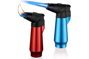 KIKVTER Accendino Antivento, Accendini da Tempesta, Getto Accendini Butano Gas Ricaricabile, Accendino a fiamma a getto, Regolabile Fiamma Accendino per Campeggio, Grigliate e All'apertov (Senza Gas)