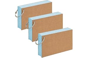 XUIGORT 3PCS 150 Sheets Flash Revision Cards, 12.7 x 7.6 cm Blue Ruled Index Cards with 3 Binder Rings, Kraft Paper Notecard Flashcard Lined Index Record Card for Office School
