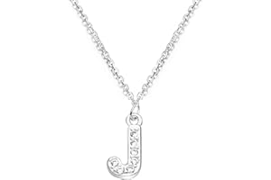 bifriend S925 Silver A-Z 26 Initial Crystal Pendant Chain Choker Necklace For Women Lady Girl