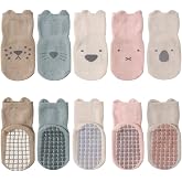 FedMois Cotton Non-Slip Socks for Baby Boy Girl Pack of 5