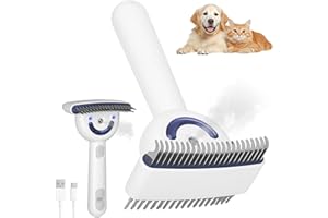 CIOXSOIO Cepillo Vapor Para Gatos & Perros, Recargable Cepillo Gato Vapor con Esterilización UV, Tanque Grande, Herramienta Desmudamiento Doble para Pelo Largo y Corto Gatos Perros Conejos