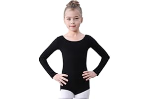Soudittur Body Danza Classica per Bambina Maniche Lunghe Cotone Body Ginnastica Artistica Balletto Body per Ragazze e Donne 110-170