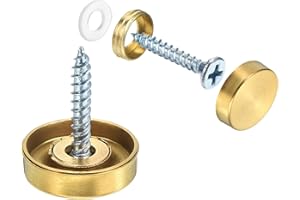 QUARKZMAN 16 Pcs Cache Vis Miroir, 304 Pcs capuchon Décoratives en Acier Inoxydable pour Miroirs, capuchon de Fixation pour Miroirs, Diamètre de 19mm, Couleur Or