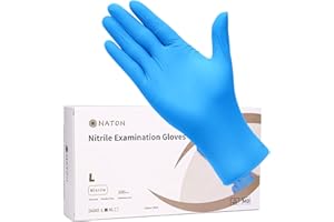 NATON Nitrile Vinyl Gloves L, Multi-Purpose Blue Disposable Gloves, Powder Free, Latex Free, Protein Free,Extra Strong - Pack of 100 (Large)