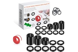 Gysxrda PTFE Tape Faucet Washers, Rubber O Rings Shower Hose Washers Kit for Plumbing Thread Seal, Faucet Connector, Shower Head, Pressure Washer, Quick Coupling, Air